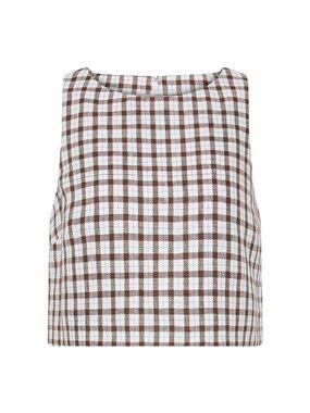 POSSE joy chocolate plaid gingham 100% linen blouse S
